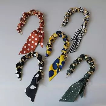 Новая мода весна-лето женская сумка аксессуар часть цепи съемная замена красный горошек шелковый шарф ремешок женская цепочка «сделай сам» 32CM чёрный