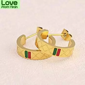 Новая мода винтажный свет роскошный бренд дизайн простой стальной титановый обруч пирсинг гвоздик женщины носить серьги ювелирные изделия для девочек золотой