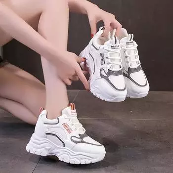 Новая мода внутренняя высота увеличение повседневная женская сетчатая спортивная обувь 38 чёрный