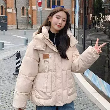 Новая мода, высокое качество, осенняя модная свободная зимняя хлопковая стеганая куртка для женщин M белый