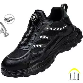 Новая мода защитная обувь кроссовки для мужчин промышленные рабочие ботинки проколотые стальные носки неразрушимая мужская обувь 37 чёрный