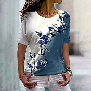 Новая мода женская мода стандартная цветочная футболка печать 3D футболка женская летняя футболка OPescoco женская футболка с короткими рукавами XXS