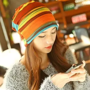Новая мода женская мягкая шапка весна осень теплые шапки для взрослых спорт на открытом воздухе повседневные полосатые шапки хип-хоп капот зелёный