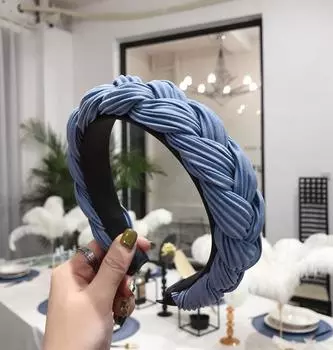 Новая Мода Женская Повязка для Волос Перекрещенный Узел Плетеный Ободок Взрослый Осенне-Зимний Головной Убор Широкая Боковая Повязка Тюрбан Аксессуары для Волос
