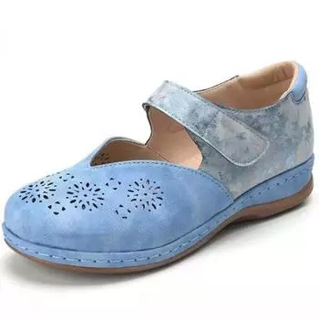 Новая мода Женская повседневная обувь Клин Каблук Полый Удобные и дышащие Обувь для ходьбы 35 синий