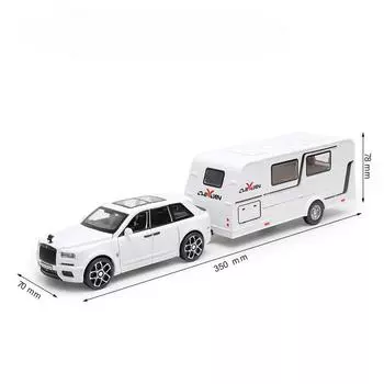 Новая модель 1/32 Rolls-Royce Cullinan RV из литого сплава, игрушечный внедорожник со звуком и светом, коллекционные украшения для кемпера, подарок для мальчика белый