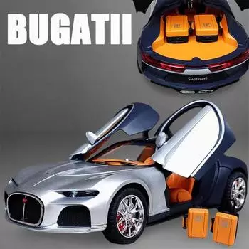 Новая модель автомобиля Bugatti Atlantic Toys в масштабе 1/24, литая модель автомобиля со светом и звуком, суперспортивный автомобиль для мальчиков, подарки на день рождения чёрный
