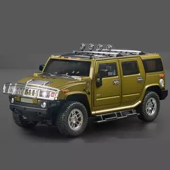 Новая модель автомобиля Hummer H2 Highway 61 SUV из легкого сплава, литая металлическая игрушка, большая модель внедорожника, имитация звука и света, подарок для мальчиков зелёный