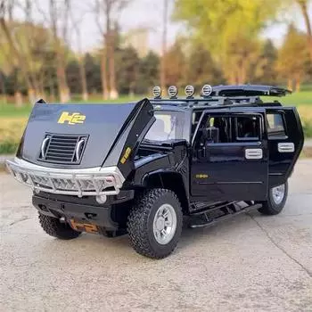 Новая модель автомобиля Hummer H2 Highway 61 SUV из легкого сплава, литая металлическая игрушка, большая модель внедорожника, имитация звука и света, подарок для мальчиков белый