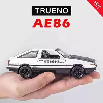 Новая модель автомобиля из сплава AE86 в масштабе 1/32, литая игрушечная машинка с 4 открывающимися дверями, модель автомобиля со светом, инерционный механизм, подарок для мальчика, детская коллекция игрушек, украшения белый