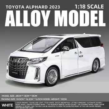 Новая модель автомобиля Toyota Alphard MPV из цинкового сплава в масштабе 1/18, литая металлическая игрушечная машинка, модель автомобиля с высокой имитацией звука и света, детские подарочные украшения белый