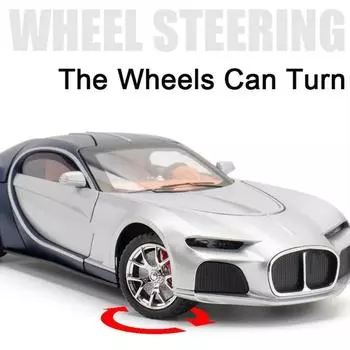 Новая модель автомобиля в масштабе 1/24, литая модель автомобиля из сплава со светом, звуком и функцией инерционного хода, суперспортивный автомобиль, подходящий для подарков на день рождения мальчикам чёрный