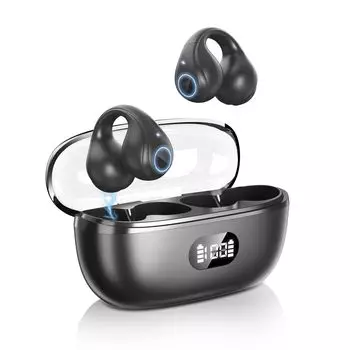 Новая модель беспроводных наушников-каффов Bluetooth Ear Clip Air, которые не блокируют открытую утечку звука, костную проводимость EDR ENC Noise Bluetooth LCD