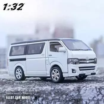 Новая модель игрушечного фургона из цинкового сплава в масштабе 1/32, литой под давлением грузовик, симулятор, шесть дверей, звук и свет, инерционный автомобиль, детская игрушка, подарок для мальчика белый