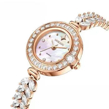 Новая модель женских часов с перламутровым покрытием и бриллиантами, модные легкие роскошные и изысканные женские часы с браслетом-ювелирным изделием «рыбий хвост»