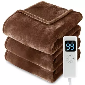 Новая модернизированная электрическая моющаяся кровать Candykenny, может использоваться как подогрев, подогрев коленей и плеч, фланель, 9 уровней температуры, 9 уровней таймера, холодный режим коричневый