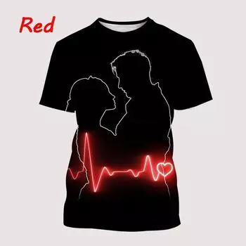 Новая модная 3D-печатная футболка для пары, повседневная, Harajuku, унисекс, с короткими рукавами S