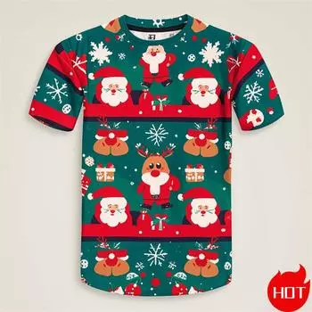 Новая модная 3D-принтовая футболка с рождественским принтом для мужчин, повседневные футболки с коротким рукавом, унисекс, рождественские графические футболки, мужская одежда, футболки S