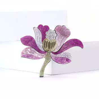 Новая модная акриловая брошь-лотос, изысканное женское украшение на грудь в виде цветка фиолетовый