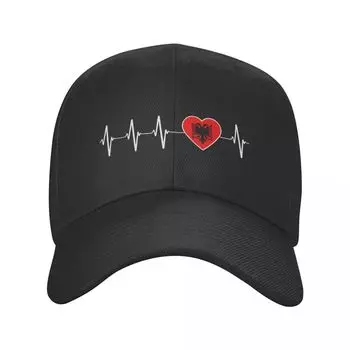 Новая модная албанская бейсболка с флагом Heartbeat Албании, унисекс, женская регулируемая на заказ шляпа для папы для взрослых, весенние летние шапки Snapback Adjustable Cap