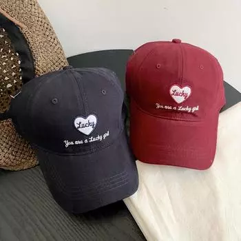 Новая модная бейсболка с вышитыми буквами для женщин, с маленьким лицом, универсальная мягкая кепка, шляпа от солнца для мужчин M56-58cm чёрный