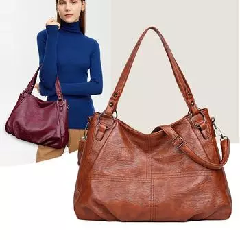 Новая модная большая сумка из мягкой кожи на плечо для женщин среднего возраста – универсальная, вместительная и удобная в использовании, как сумка-мессенджер озеро синий