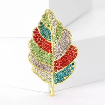 Новая модная брошь из сплава, цветной лист, растение, булавка со стразами, аксессуар для женской одежды, корсаж разноцветный
