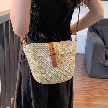 Новая модная бумажная соломенная плетеная сумка, сумки на ремне, плетеная сумка с пряжкой, повседневная пляжная сумка, универсальная женская сумка, сумка через плечо