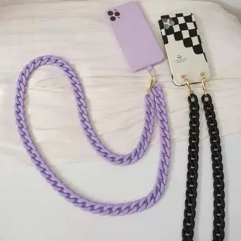 Новая модная цепочка для аксессуаров для телефона, матовая черная, фиолетовая цепочка из смолы, матовый ремешок через плечо, женские цепочки для телефона на плечо 120CM фиолетовый