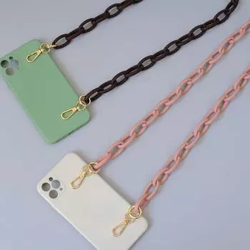 Новая модная цепочка для телефона, аксессуар, матовый карамельный черный полимерный чехол для телефона, цепочка с матовым ремешком, женские наплечные цепи через плечо 120CM чёрный