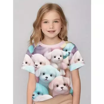 Новая модная детская футболка с рисунком собак из мультфильмов, 3D-принт, для детей и взрослых, повседневная футболка с круглым вырезом и коротким рукавом, топы, одежда 170