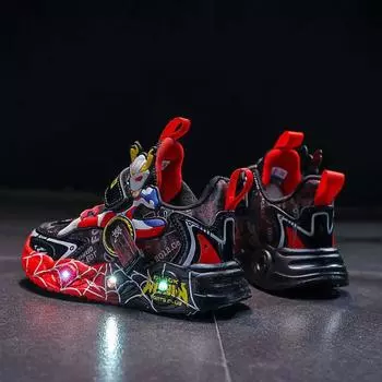 Новая модная детская спортивная обувь с подсветкой, повседневная обувь с рисунком из мультфильма, тенденция 21 красный