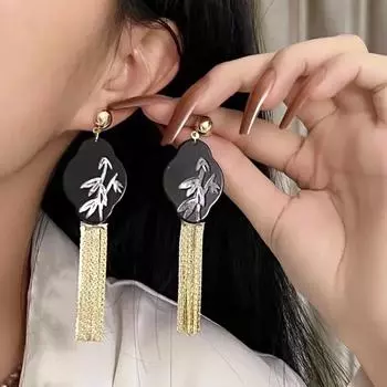 Новая модная длинная металлическая цепочка с кисточками в форме ракушки, персонализированные серьги