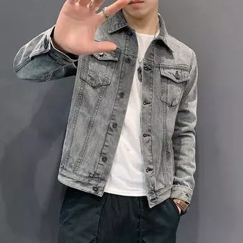 Новая модная джинсовая куртка, мужская модная рабочая куртка, повседневная джинсовая куртка, модный мужской топ M