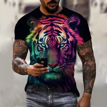 Новая модная футболка с 3D принтом животного «Белый тигр» Tiger Art Мужская/Женская крутая повседневная рубашка унисекс уличная футболка в стиле Харадзюку M