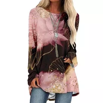 Новая модная футболка с длинным рукавом, 2D-принт, футболка с круглым вырезом, высокое качество, свободная версия, повседневная женская одежда с длинным рукавом S