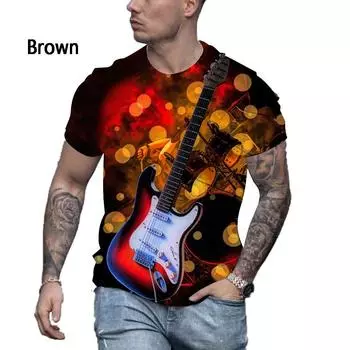 Новая модная футболка с принтом гитары 3D для мужчин и женщин, летняя повседневная индивидуальная креативная футболка с короткими рукавами S