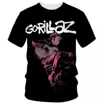 Новая модная футболка с принтом Gorillaz 3D, мужская повседневная хип-хоп футболка с короткими рукавами в стиле Харадзюку