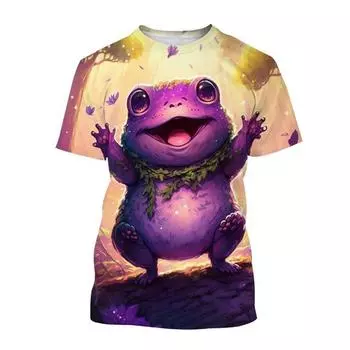 Новая модная футболка с принтом лягушки из мультфильма, летняя, мужская/женская, повседневная, с круглым вырезом и короткими рукавами, унисекс, большой размер S