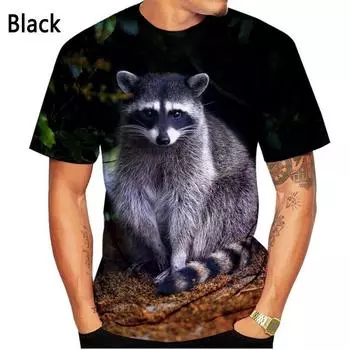 Новая модная футболка с принтом милого енота 3D для мужчин и женщин, повседневная рубашка с коротким рукавом и принтом енота для лета S