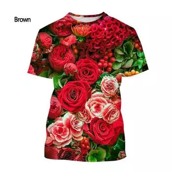 Новая модная гавайская футболка с цветочным 3D принтом, мужская и женская летняя повседневная рубашка с короткими рукавами, топы S