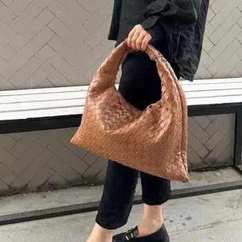 Новая модная и стильная кожаная сумка ручной работы из рога, ручная сумка на одно плечо, через подмышку, на запястье, плетеная сумка для хмеля 42x10x27cm чёрный