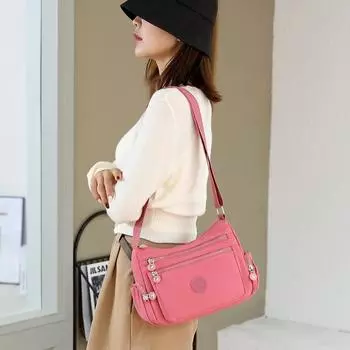 Новая модная и трендовая сумка через плечо с большой вместимостью, универсальная повседневная сумка через плечо, женская нейлоновая повседневная косметичка, сумка для мамочки 26x12x20cm чёрный