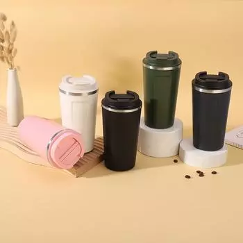 Новая модная кофейная кружка, кружка из нержавеющей стали 304 для мужчин и женщин, простая чашка для питья, портативный автомобиль, подарки на открытом воздухе. 380ml розовый