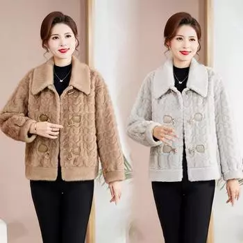 Новая модная корейская версия для мам среднего размера, женская зимняя одежда невысокого роста из искусственного норкового бархата для женщин 5XL