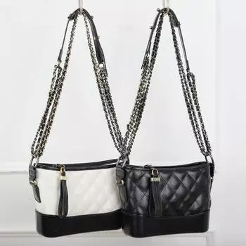 Новая модная кожаная сумка-ведро с сетчатой цепочкой контрастного цвета, известная в Интернете сумка с диагональным ремешком на одно плечо 22x8x16cm белый