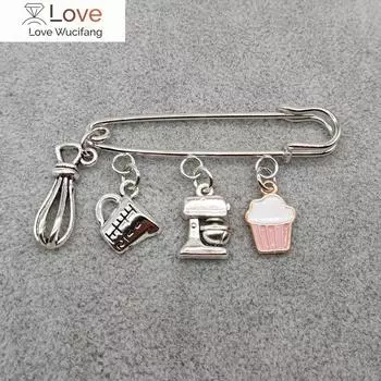 Новая модная кухонная брошь, рецепт, аксессуары для выпечки торта, маленькая подвеска для шеф-повара, хлебопечки, булавка для торта золотистый