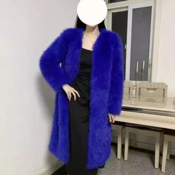Новая модная куртка из искусственного меха средней и длинной длины для женщин S королевский синий