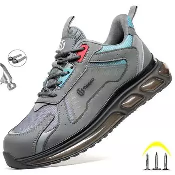 Новая модная легкая защитная рабочая обувь, мужские кроссовки на воздушной подушке, защитные ботинки от проколов, мужская обувь со стальным носком 36 серый