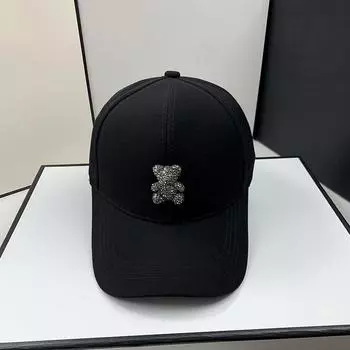 Новая модная летняя шляпа от солнца для женщин Весенне-осенняя бейсболка со стразами в виде медведя и Маленькая бейсболка, подчеркивающая лицо Adjustable